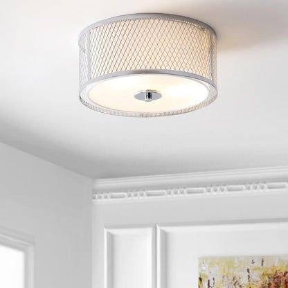 Braydon Flush Mount, Chrome/White
