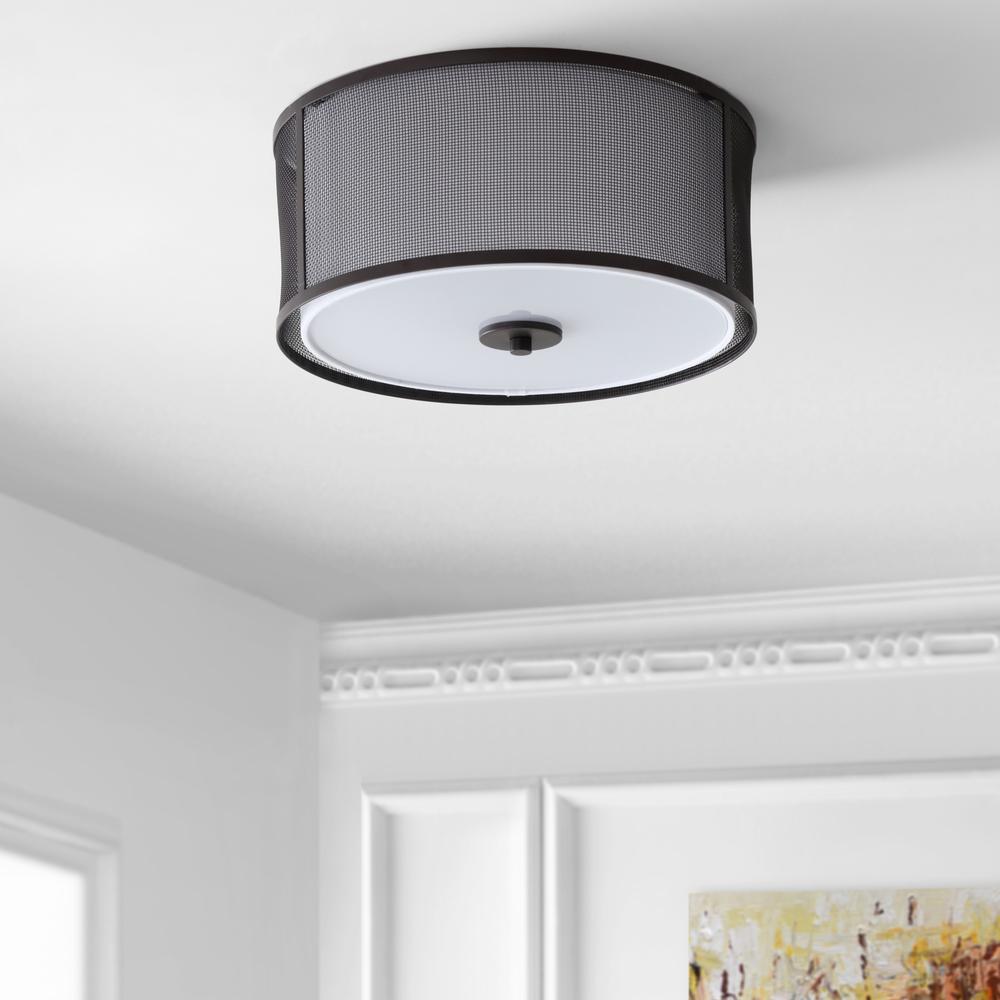 Layne Flush Mount, Dark Grey/White