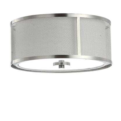 Eldon Flush Mount, Nickel/White