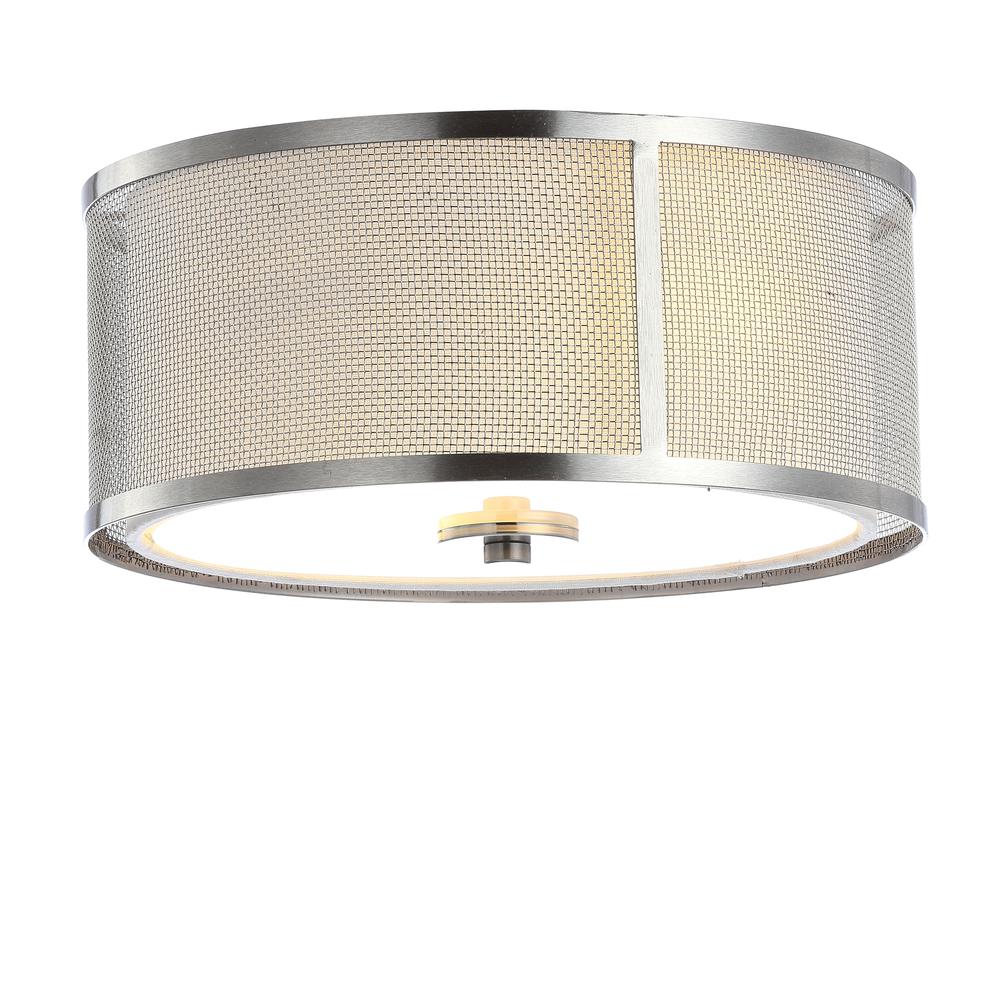 Eldon Flush Mount, Nickel/White