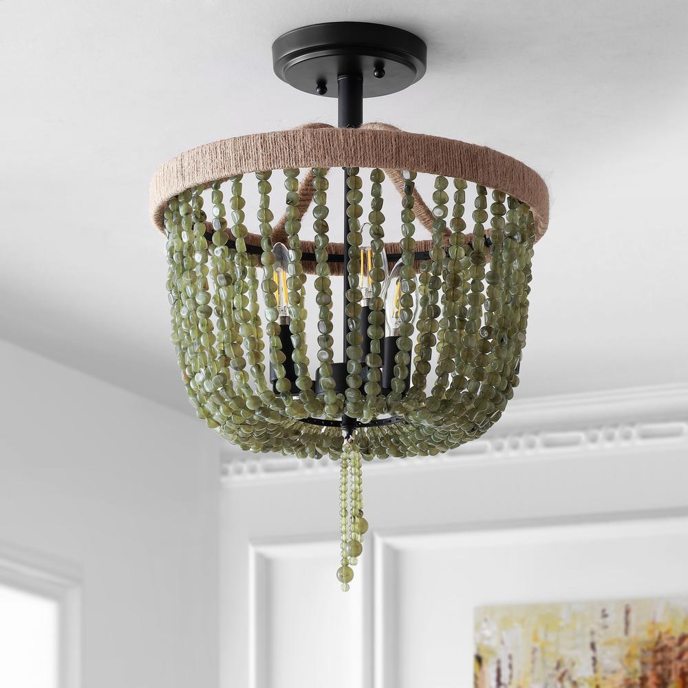 Davin Flush Mount, Green/Black