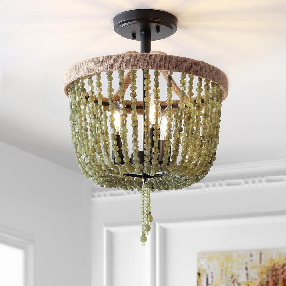 Davin Flush Mount, Green/Black