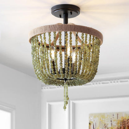 Davin Flush Mount, Green/Black
