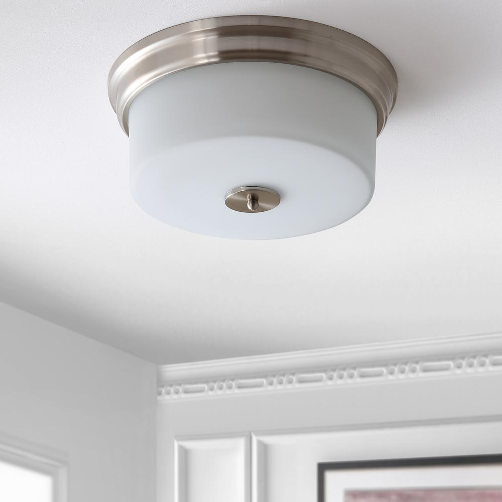 Dalen Flush Mount, Brush Nickel/White