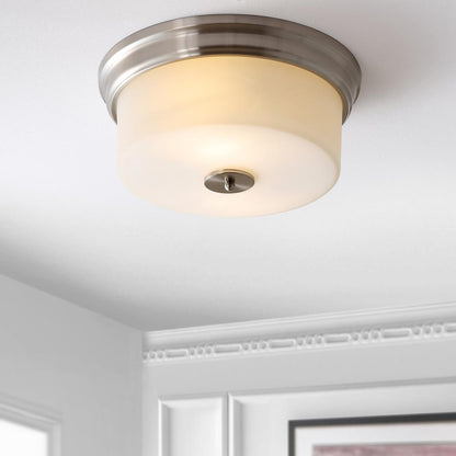 Dalen Flush Mount, Brush Nickel/White