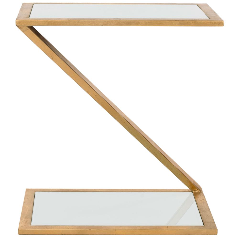 ANDREA GLASS TOP GOLD ACCENT TABLE
