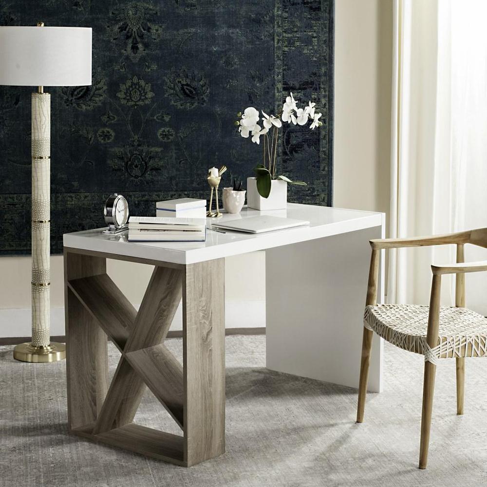 CARLENE MODERN SCANDINAVIAN SIDE STORAGE LACQUER DESK