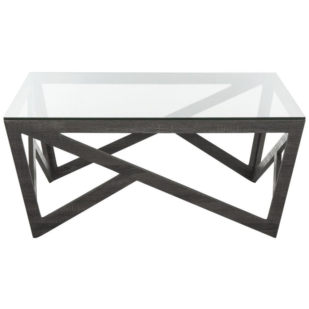 RALSTON MID CENTURY GLASS TOP COFFEE TABLE
