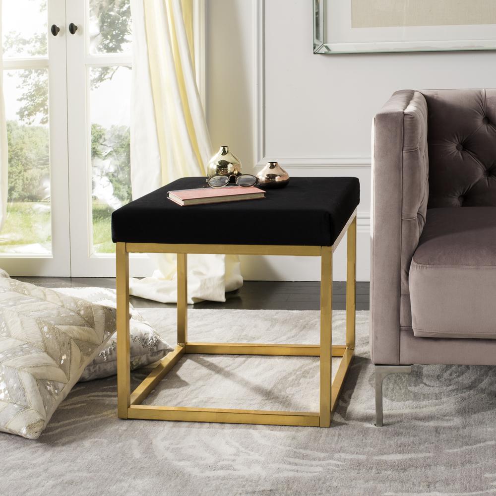 ROWAN CONTEMPORARY GLAM VELVET SQUARE OTTOMAN, FOX6288A