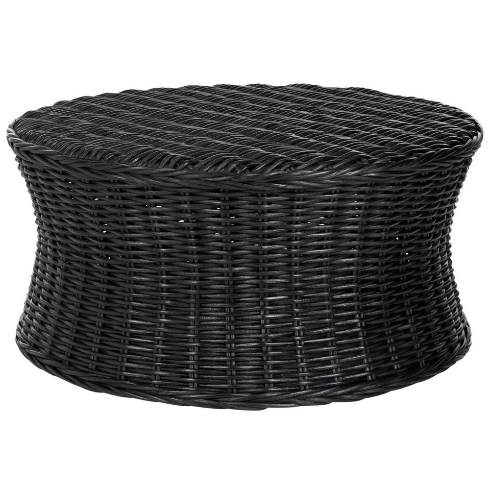 Home Collection Ruxton Black Rattan Round Coffee Table Ottoman