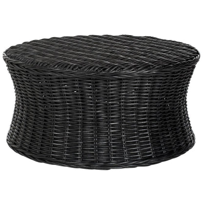 Home Collection Ruxton Black Rattan Round Coffee Table Ottoman