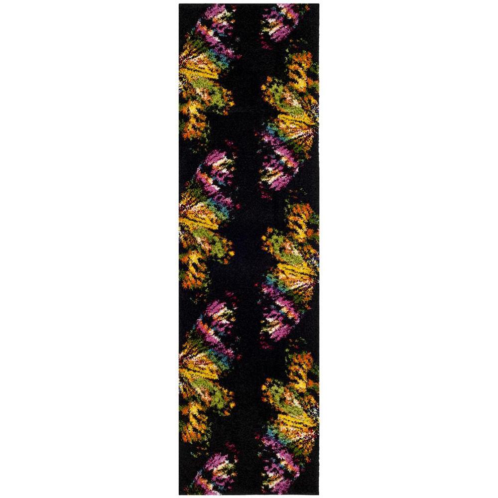 FIESTA SHAG, BLACK / YELLOW, 2'-3" X 8', Area Rug