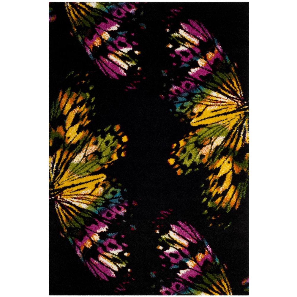 FIESTA SHAG, BLACK / YELLOW, 3' X 5', Area Rug