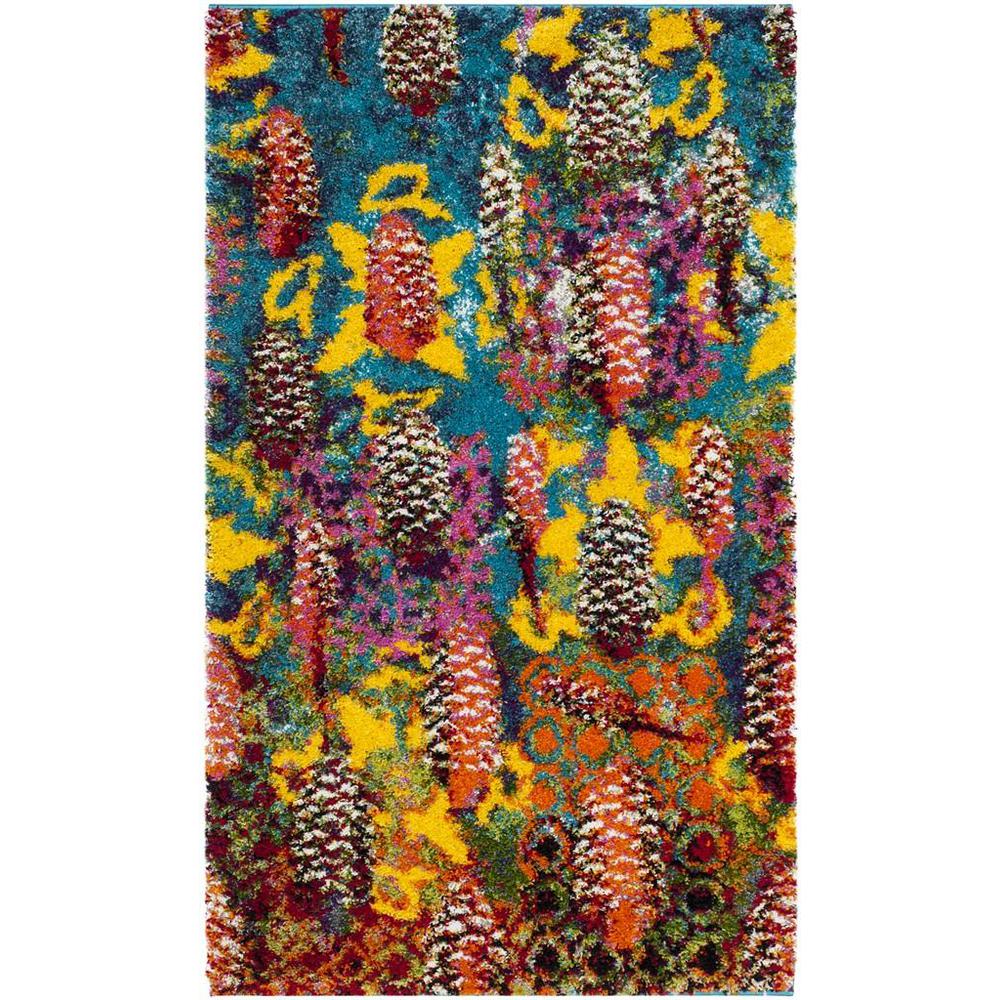 FIESTA SHAG, TURQUOISE / MULTI, 3' X 5', Area Rug, FSG369K-3