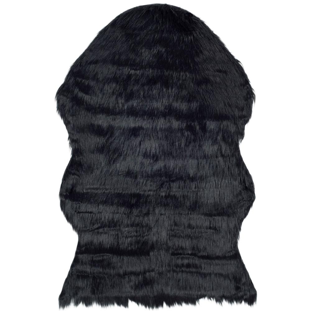 FAUX SHEEP SKIN, BLACK, 2' X 3', Area Rug