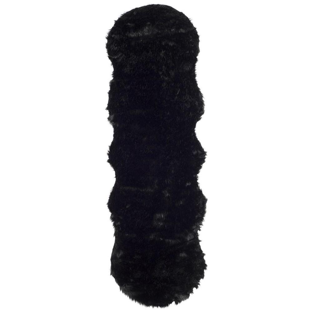 FAUX SHEEP SKIN, BLACK, 2'-6" X 6', Area Rug