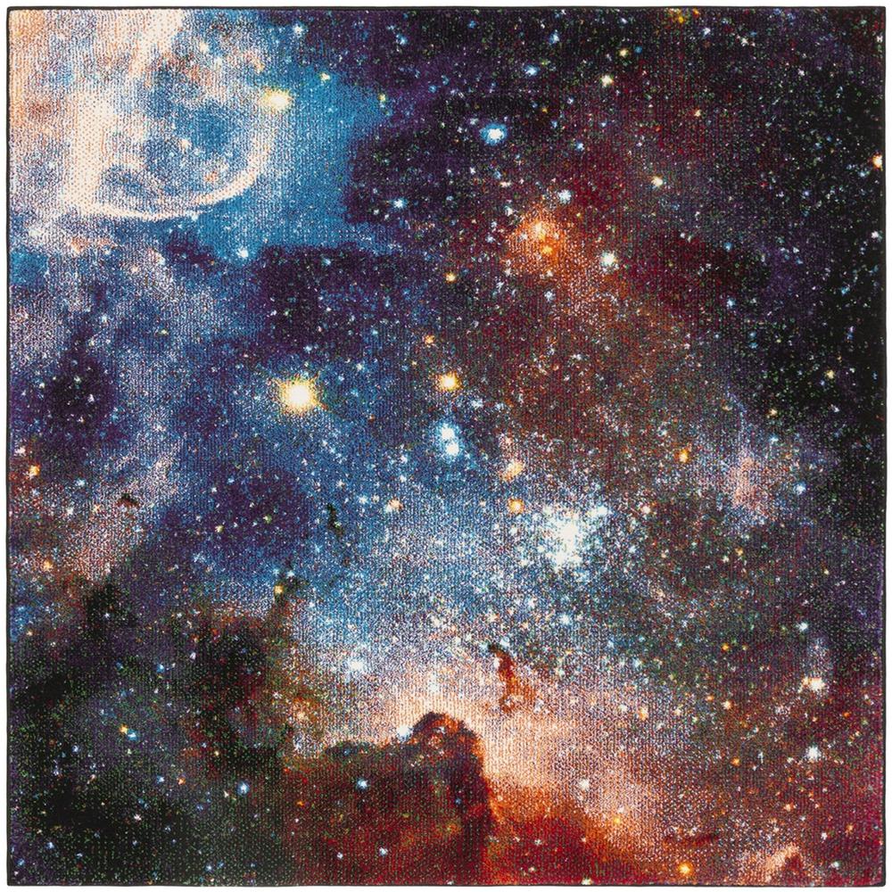 GALAXY, PURPLE / MULTI, 5'-3" X 5'-3" Square, Area Rug