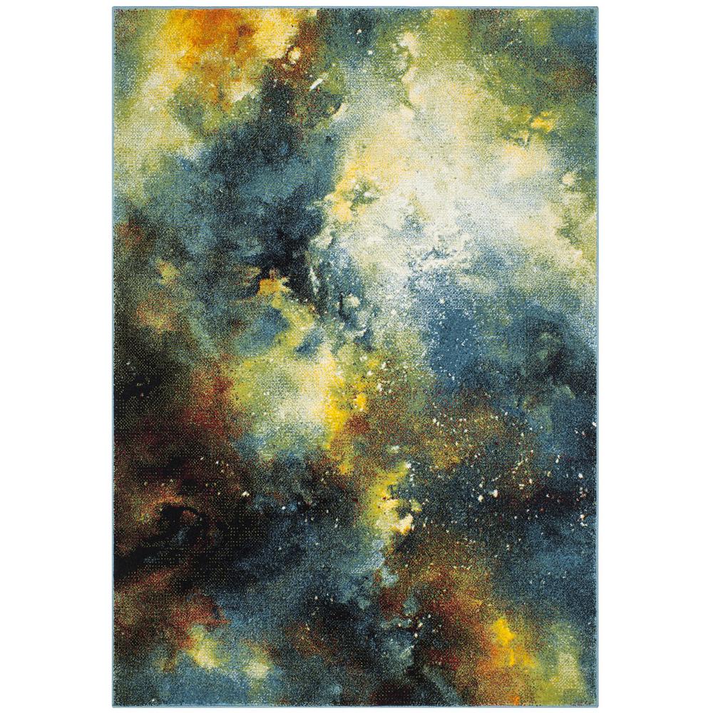 GALAXY, BLUE / MULTI, 5'-3" X 7'-6", Area Rug