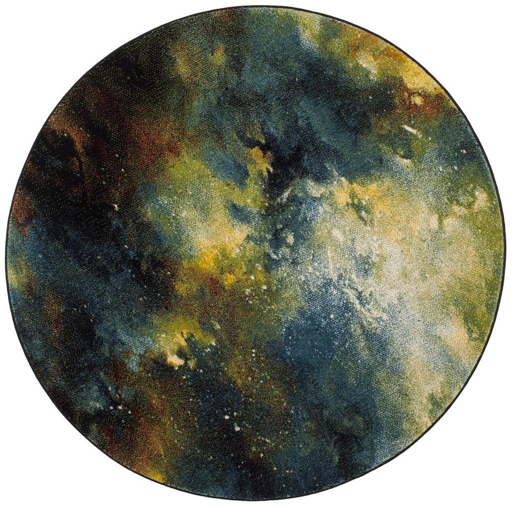 GALAXY, BLUE / MULTI, 5'-3" X 5'-3" Round, Area Rug