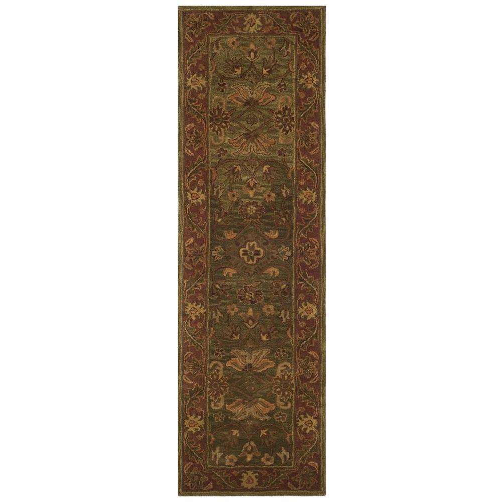 GOLDEN JAIPUR, GREEN / RUST, 2'-3" X 8', Area Rug