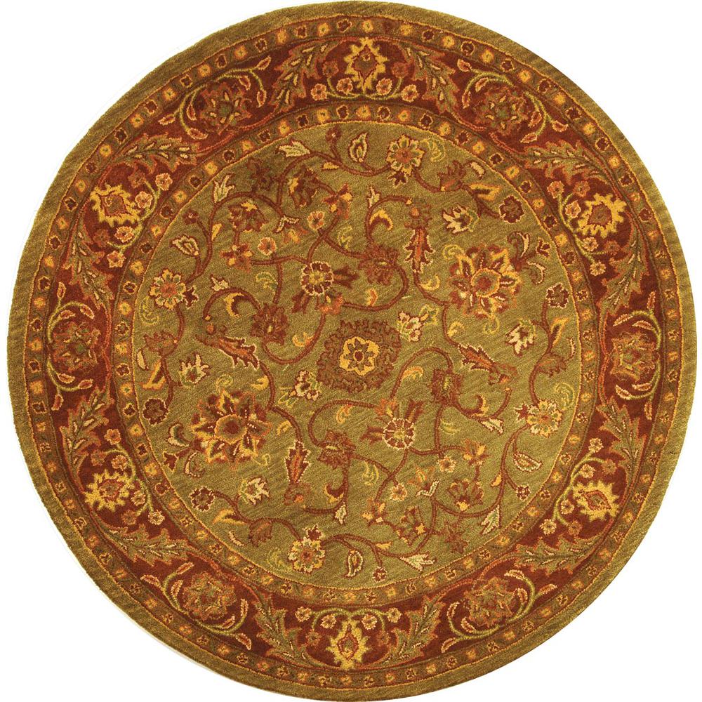 GOLDEN JAIPUR, GREEN / RUST, 6'-0" X 6'-0" Round, Area Rug