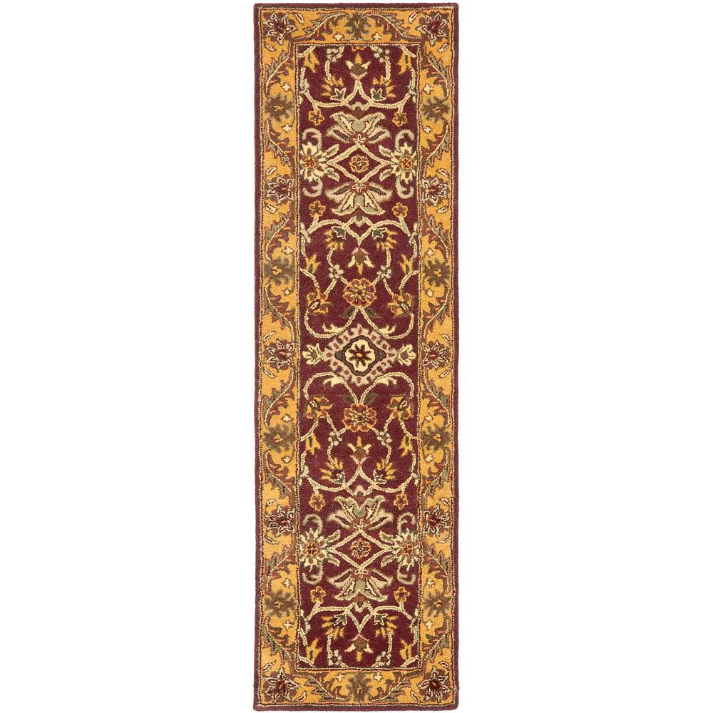 GOLDEN JAIPUR, BURGUNDY / GOLD, 2'-3" X 8', Area Rug