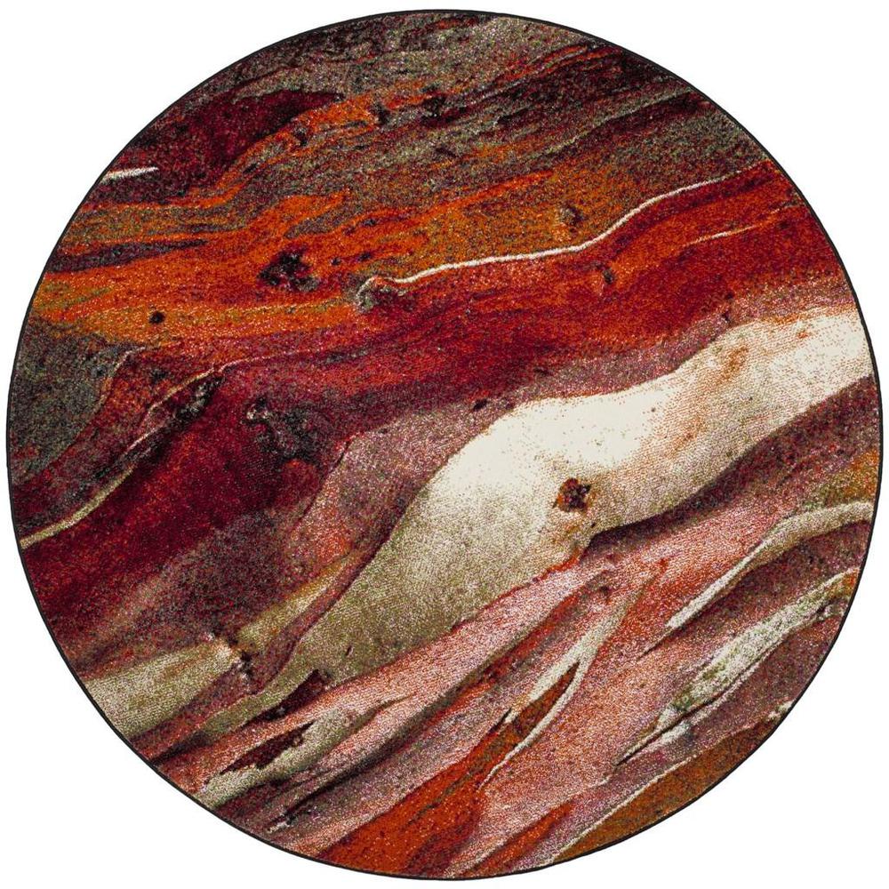 GLACIER, RED / MULTI, 5'-3" X 5'-3" Round, Area Rug