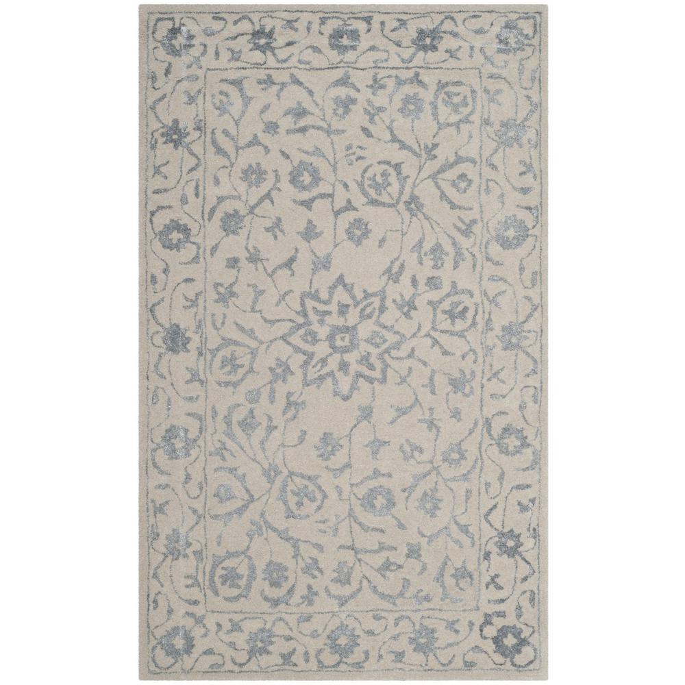 GLAMOUR, SILVER / IVORY, 3' X 5', Area Rug