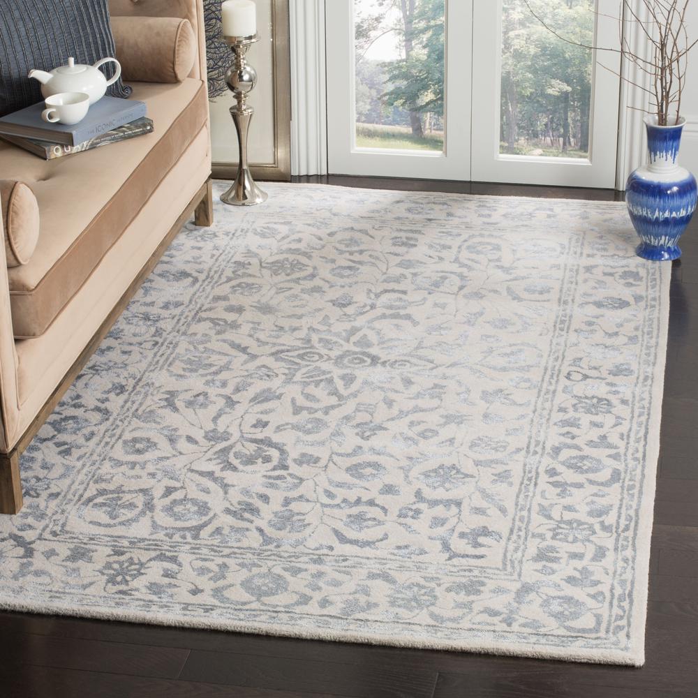 GLAMOUR, SILVER / IVORY, 5' X 8', Area Rug, GLM515A-5