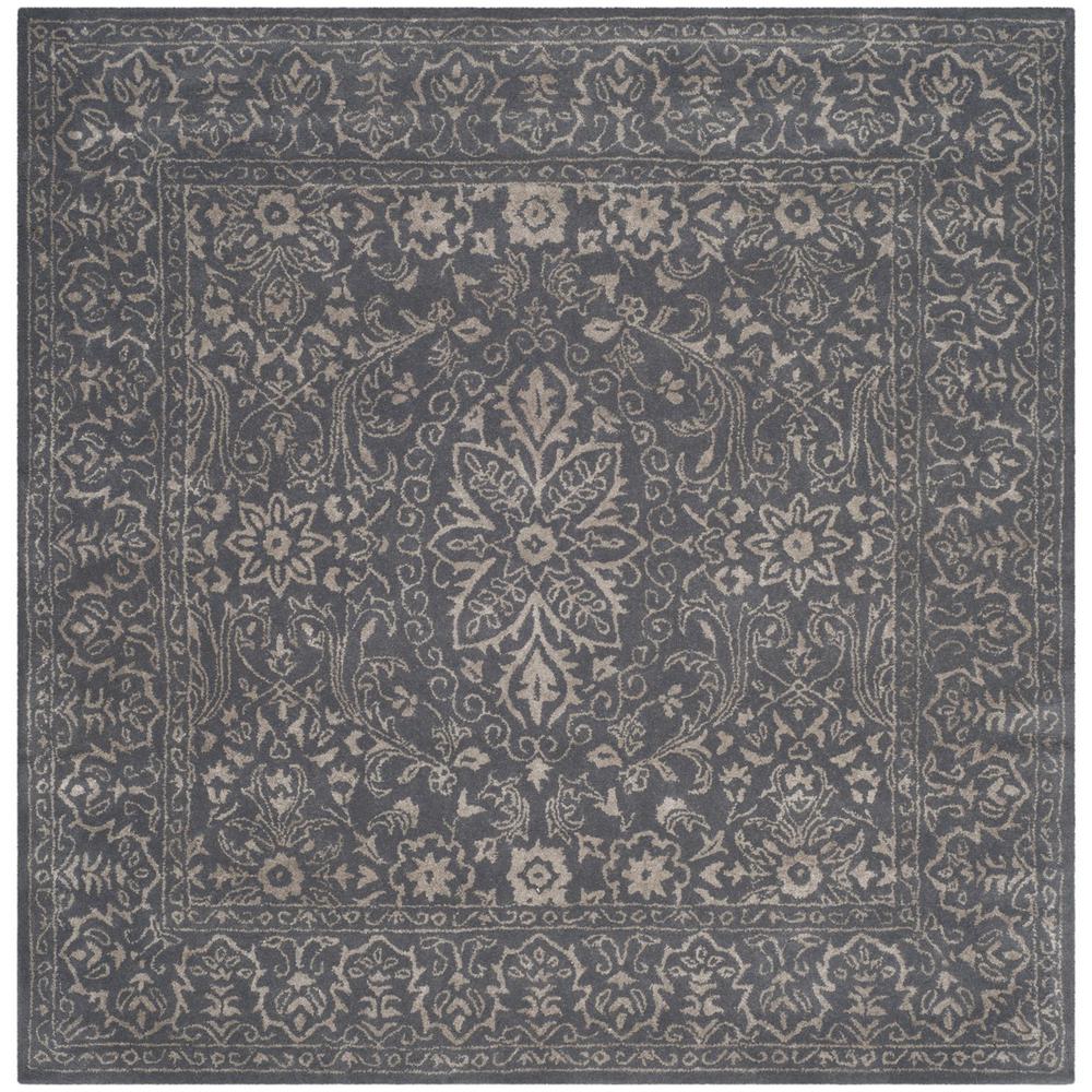 GLAMOUR, STEEL / BLUE, 6' X 6' Square, Area Rug