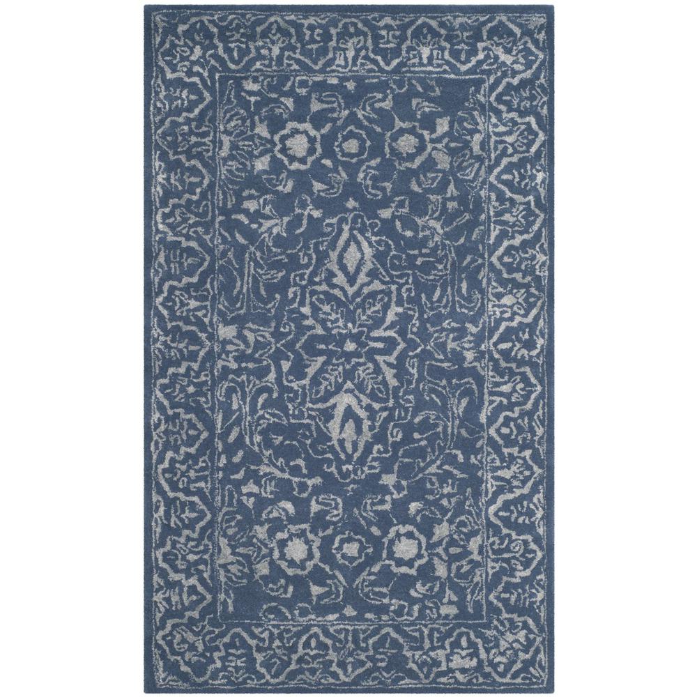 GLAMOUR, GREY / BLUE, 3' X 5', Area Rug