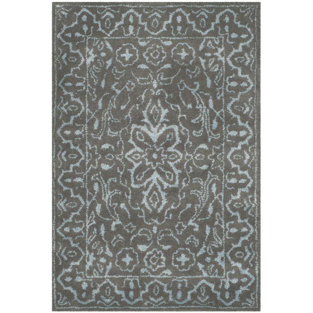 GLAMOUR, BLUE / DARK GREY, 2' X 3', Area Rug