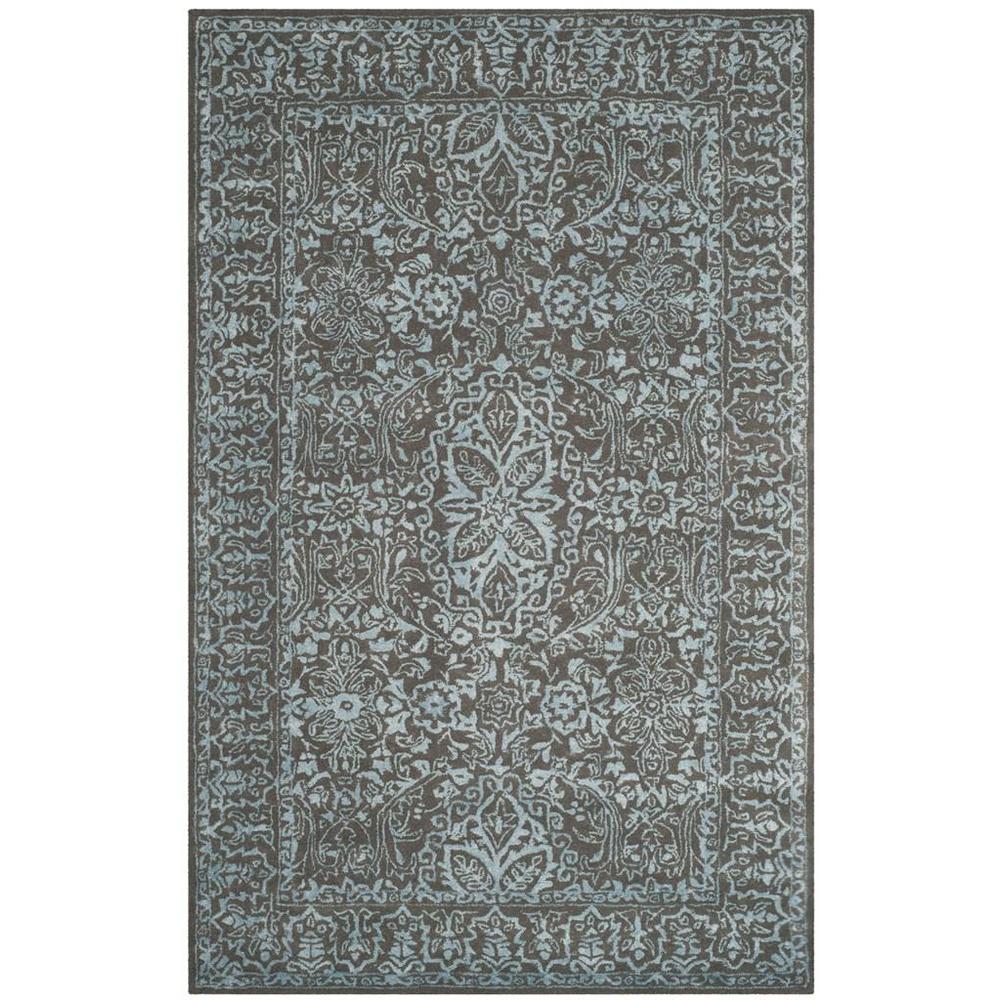 GLAMOUR, BLUE / DARK GREY, 5' X 8', Area Rug