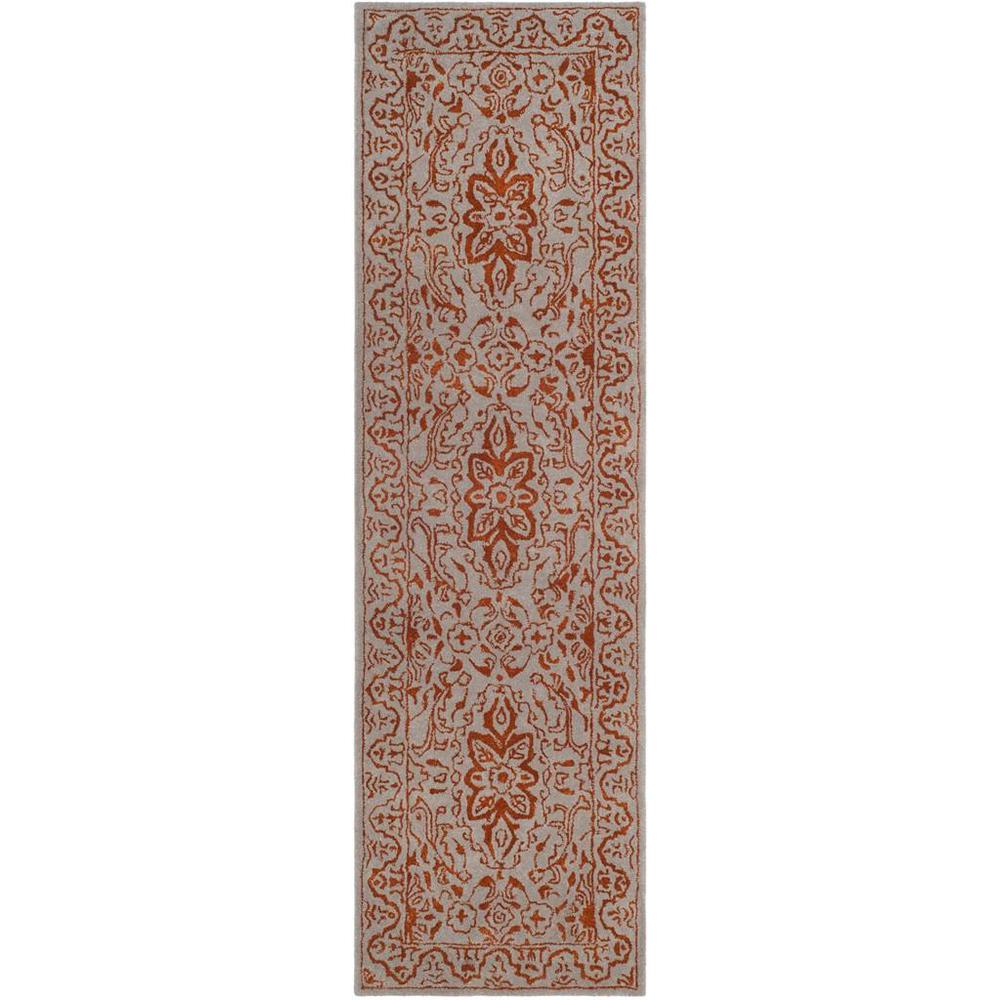 GLAMOUR, GREY / RUST, 2'-3" X 8', Area Rug