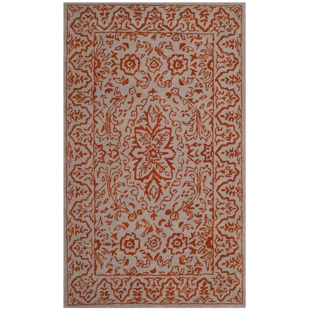 GLAMOUR, GREY / RUST, 3' X 5', Area Rug