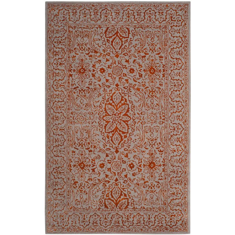 GLAMOUR, GREY / RUST, 5' X 8', Area Rug