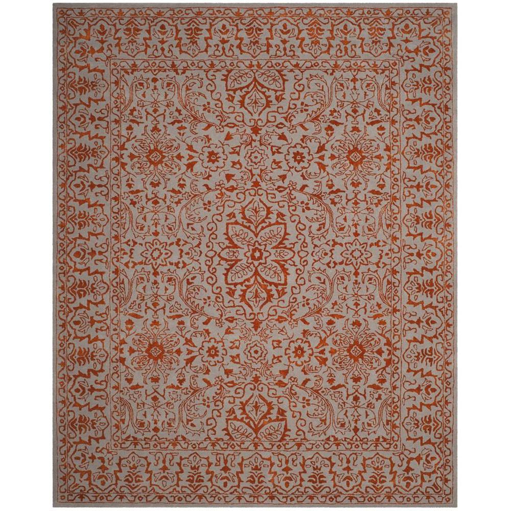 GLAMOUR, GREY / RUST, 8' X 10', Area Rug