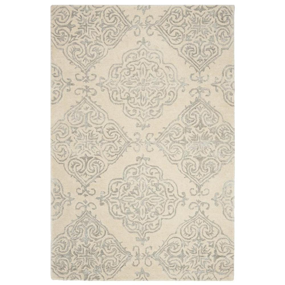 GLAMOUR, IVORY / SILVER, 4' X 6', Area Rug