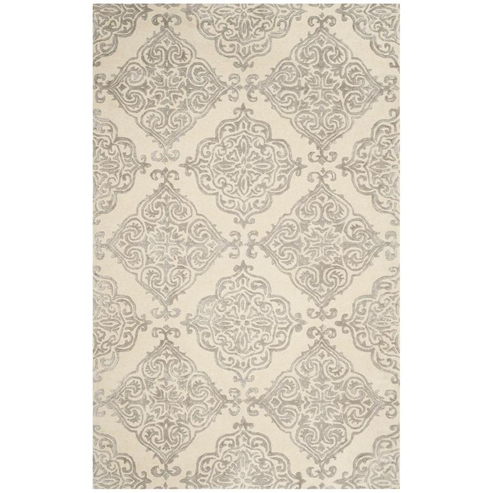 GLAMOUR, IVORY / SILVER, 5' X 8', Area Rug