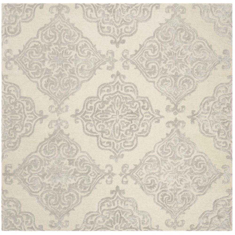 GLAMOUR, IVORY / SILVER, 6' X 6' Square, Area Rug