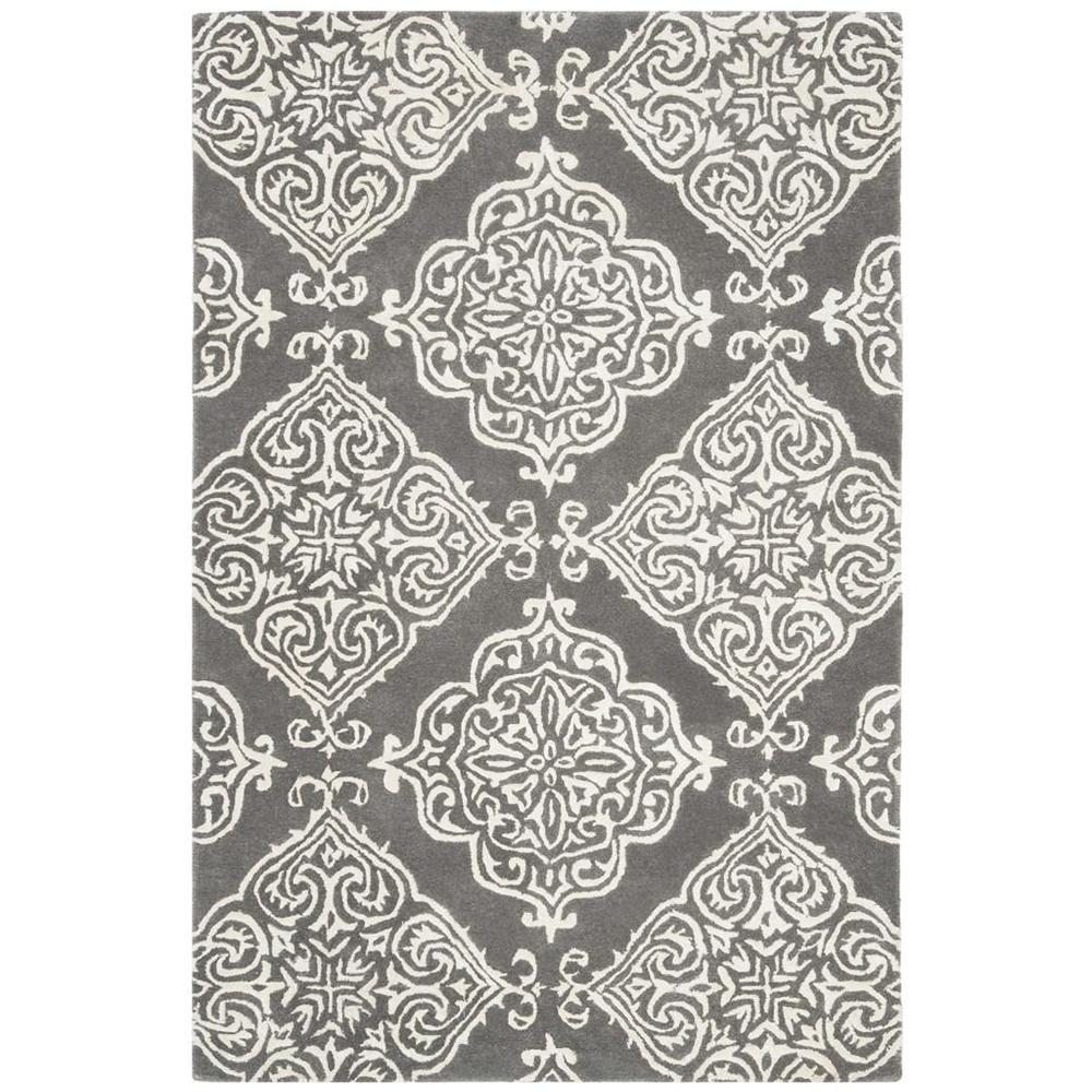 GLAMOUR, DARK GREY / IVORY, 4' X 6', Area Rug