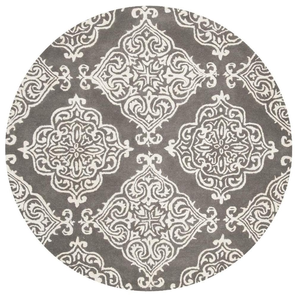 GLAMOUR, DARK GREY / IVORY, 6' X 6' Round, Area Rug