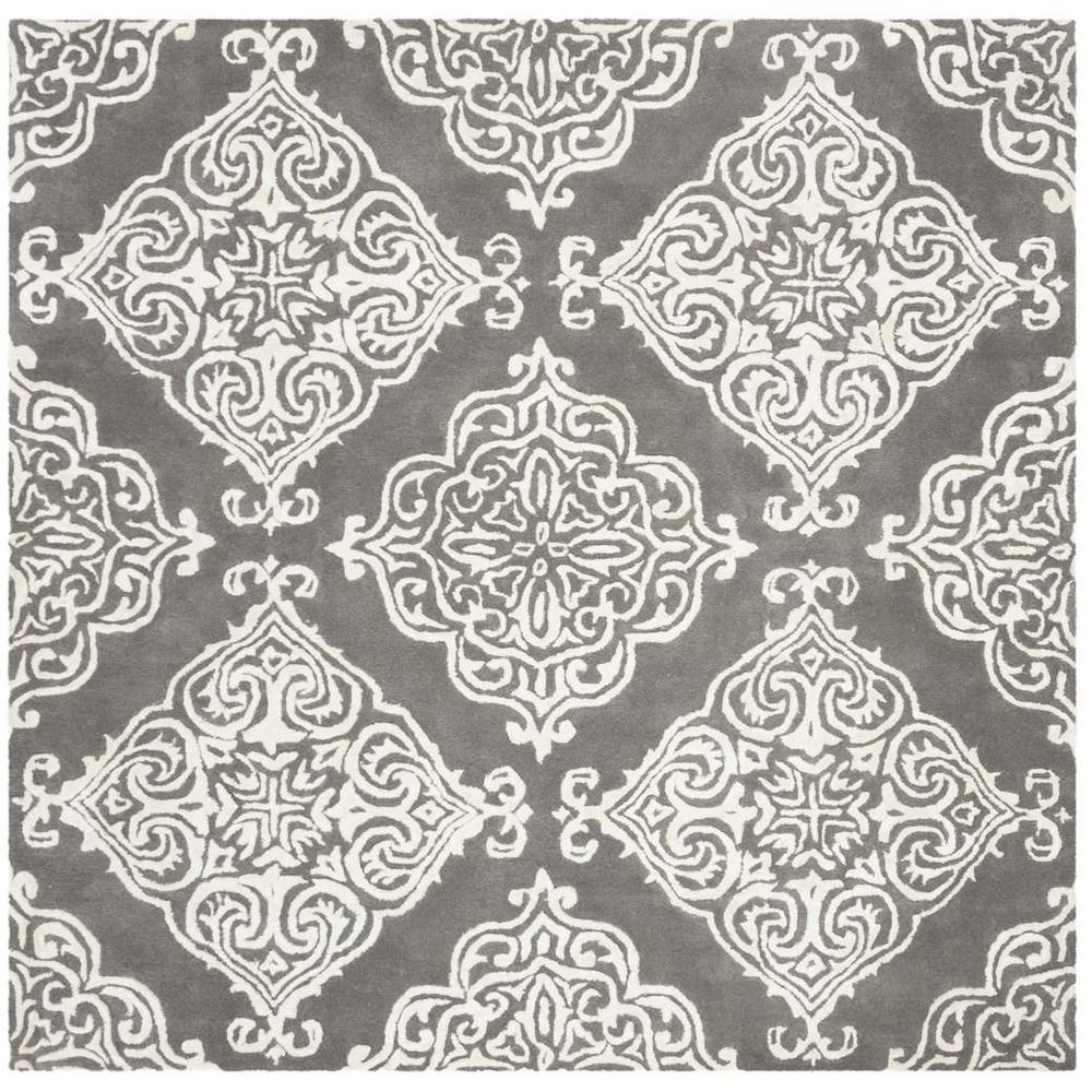 GLAMOUR, DARK GREY / IVORY, 6' X 6' Square, Area Rug