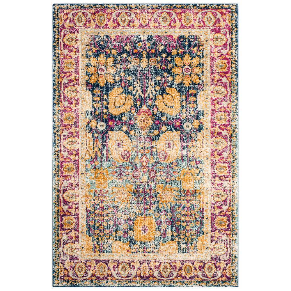 GRANADA, BLUE / FUCHSIA, 10' X 14', Area Rug
