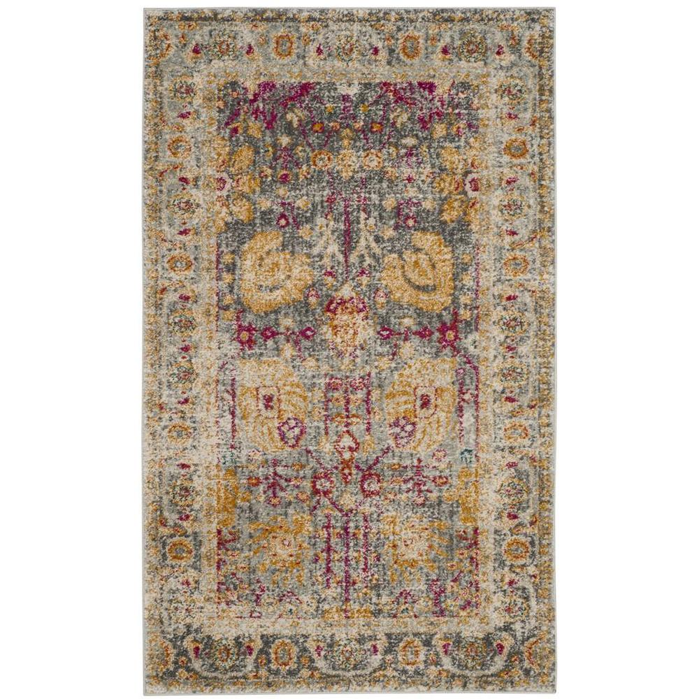 GRANADA, LIGHT GREY / MULTI, 3' X 5', Area Rug