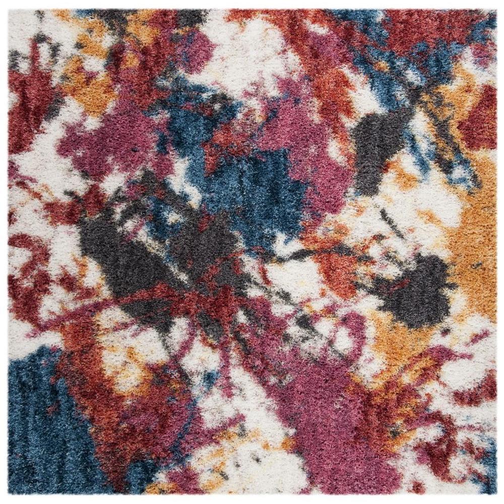 GYPSY, IVORY / BLUE, 6'-7" X 6'-7" Square, Area Rug