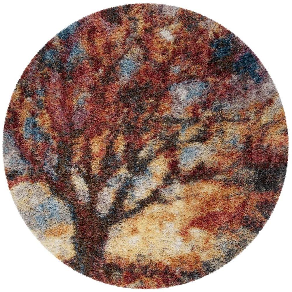 GYPSY, RUST / BLUE, 6'-7" X 6'-7" Round, Area Rug, GYP522C-7R