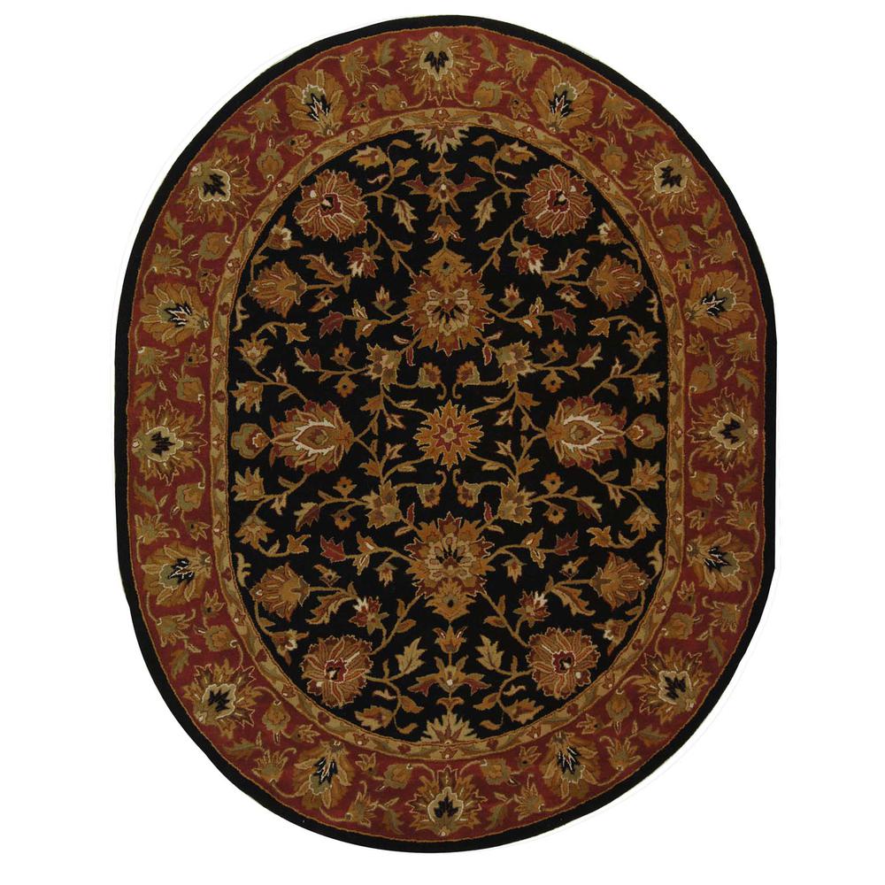 HERITAGE, BLACK / RED, 7'-6" X 9'-6" Oval, Area Rug