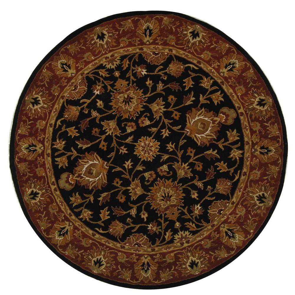 HERITAGE, BLACK / RED, 8' X 8' Round, Area Rug