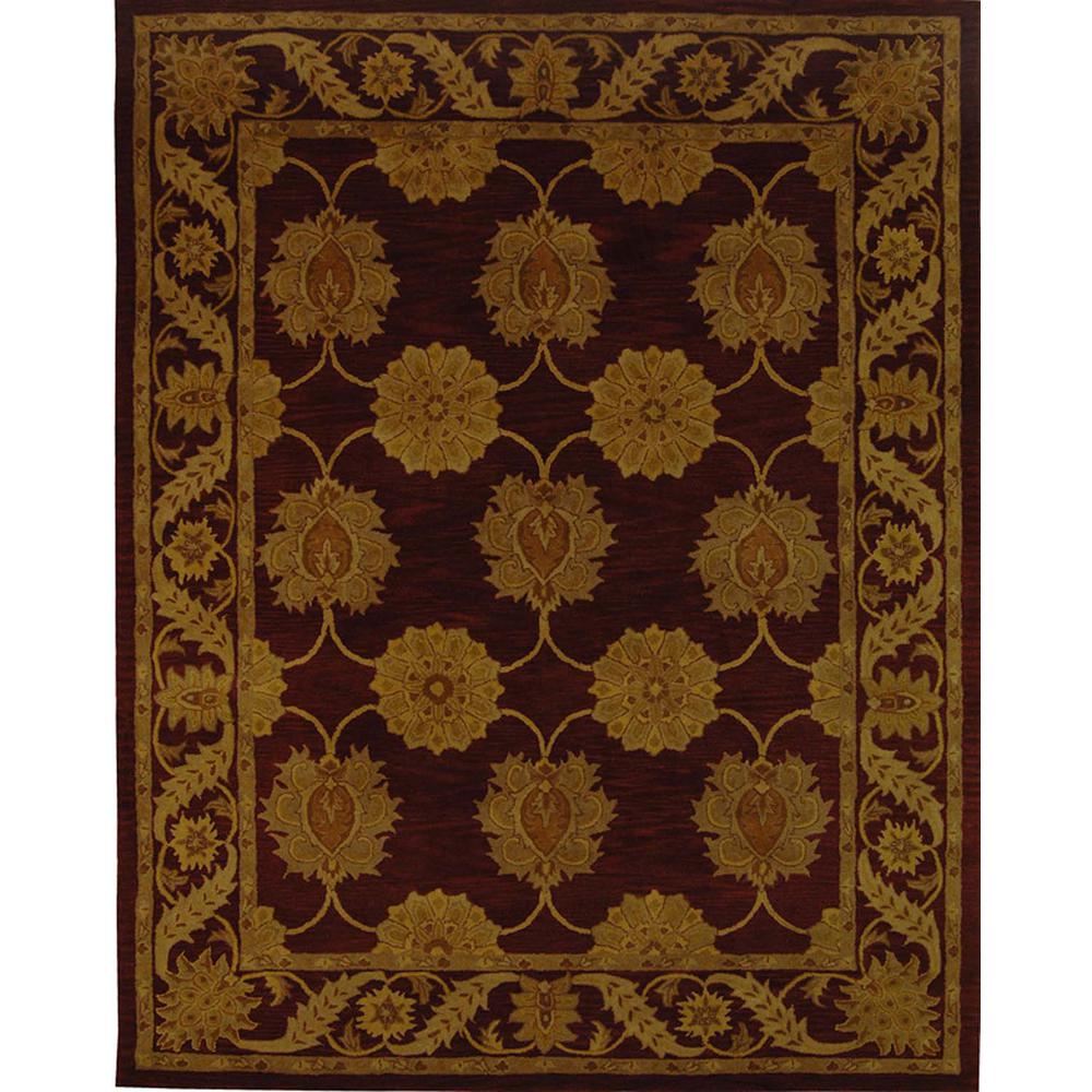HERITAGE, MAROON, 7'-6" X 9'-6", Area Rug